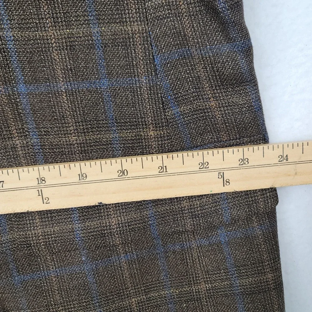 Hart Schaffner Marx Gold Trumpeter Brown Plaid Sport Coat Jacket USA Size 46L